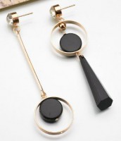 Pendientes Asimetricos Negro - Dorado